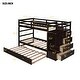 preview thumbnail 24 of 25, Twin Over Twin Wood Bunk Bed for Kids with Trundle and Staircase(4 Storage Drawers)