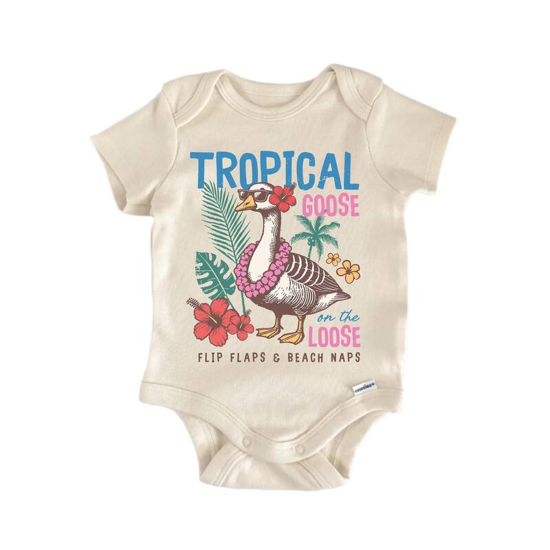 Tropical Silly Goose - Baby Bodysuit - Pink - 0-3M