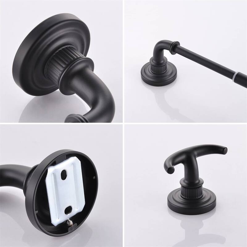 5 Piece Bathroom Hardware Set Towel Bar Toilet Paper Holder Robe Hooks Stainless Steel Wall Mounted Adjustable Accessory Set