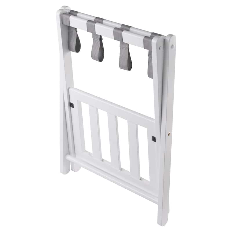 Foldable Luggage Rack with Shelf - 24.75" - White and Gray