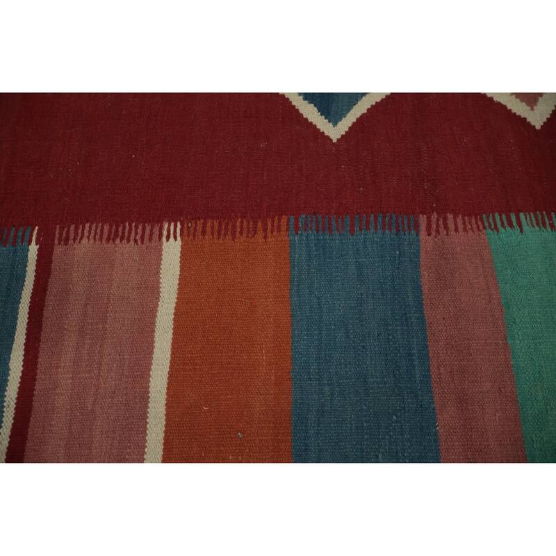 Hand Woven Oriental 100% Wool Carpet Southwestern Modern Multi-Colored Kilim Area Rug - 9' 8'' X 9' 7''