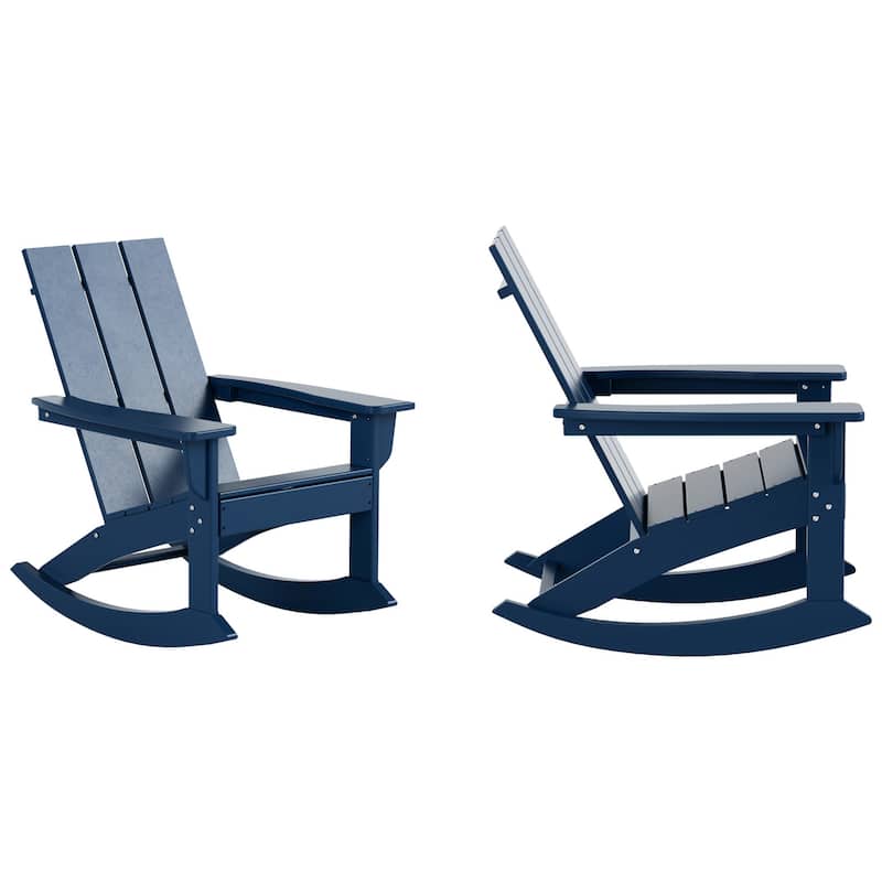 Shoreside Modern Eco-Friendly All Weather Poly Adirondack Rocking Chairs (Set of 2)