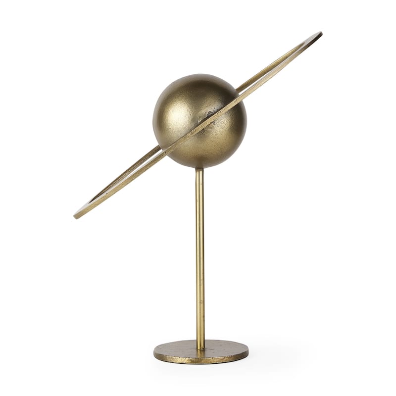HomeRoots 16" Gold Iron Solar System Tabletop Sculpture - 15.00 in. x 16.00 in. x 7.00 in.