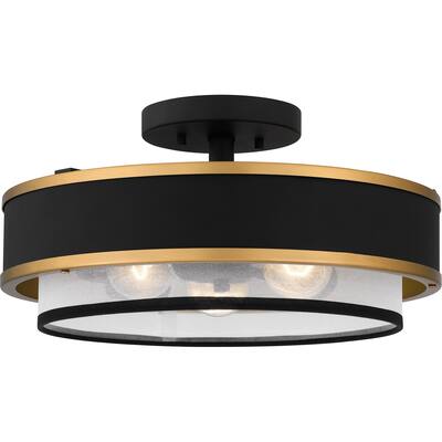 Lockwood 3-Light Earth Black Semi-Flush Mount - Earth Black