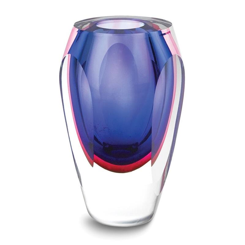 Curata Handcrafted Purple Murano Style Glass 6in Vase