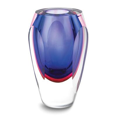 Curata Handcrafted Purple Murano Style Glass 6in Vase