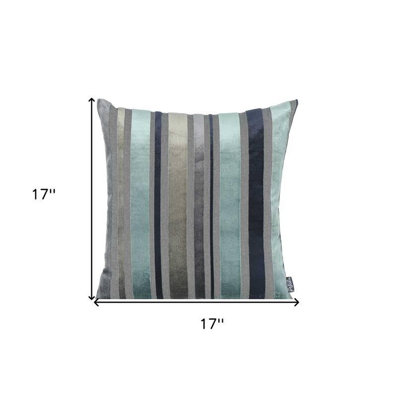 Set Of 2 Blue Variegated Stripe Decorative Pillow Covers