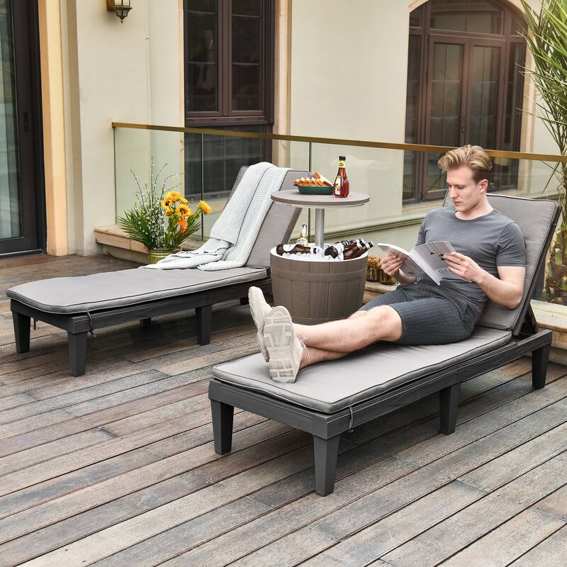 74.5'' Outdoor Lounge Chairs with Cushion ( Set of 2 ) - N/A