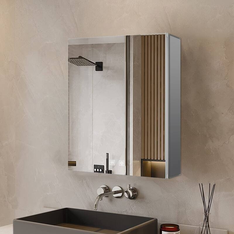 Corsica Surface-Mount LED Mirror Medicine Cabinet with Defogger - 24 in W x 28 in H