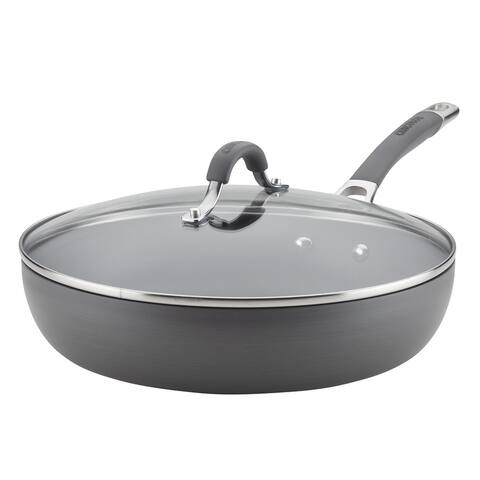 Circulon Radiance Hard Anodized Nonstick Deep Frying Pan with Lid, 12-Inch, Gray