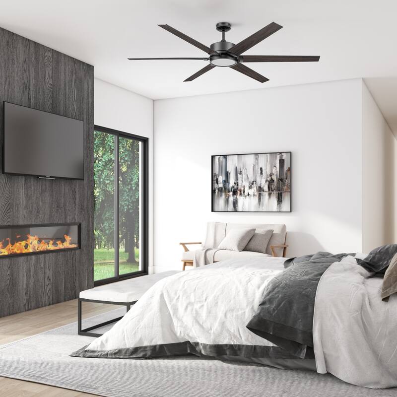 70" Honeywell Talbert Matte Black Ceiling Fan with Integrated Light and Remote - Matte Black