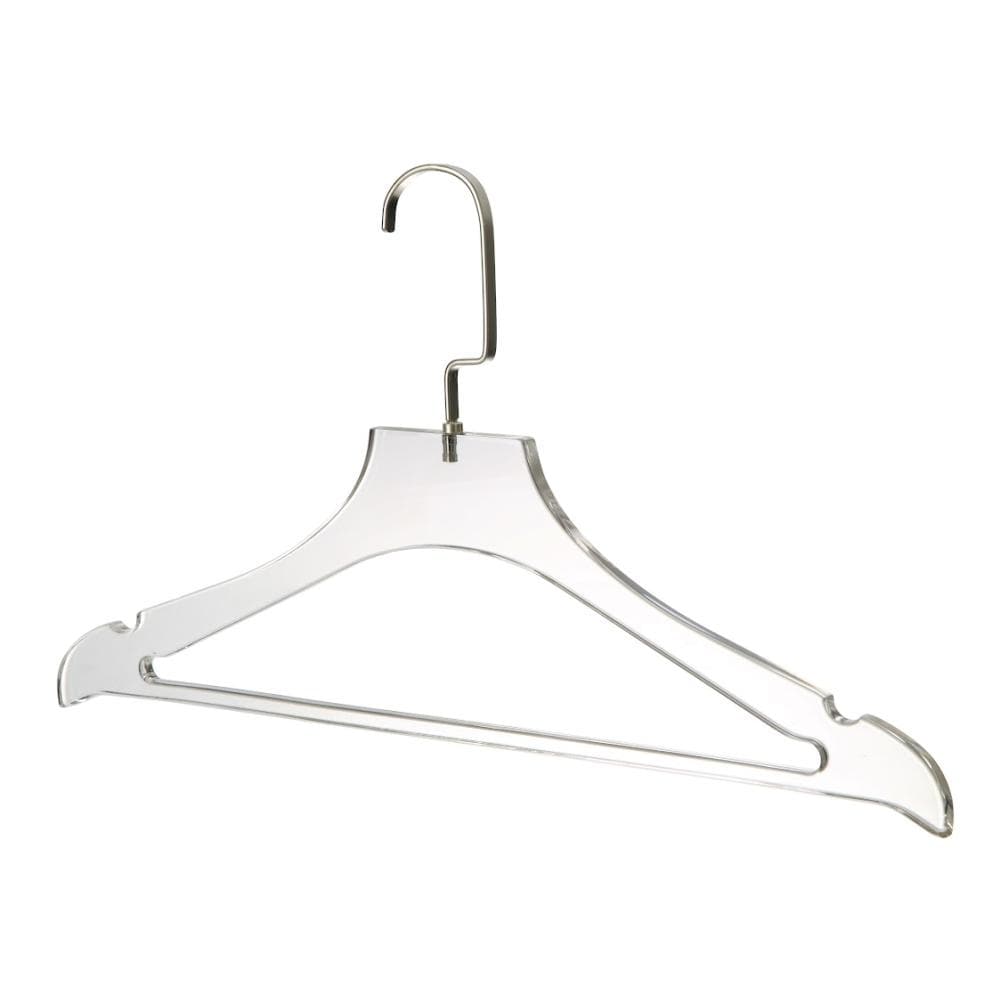 10 Inch Clear Plastic Baby Top Hanger with Notches and Swivel Hook (Box of  50) 