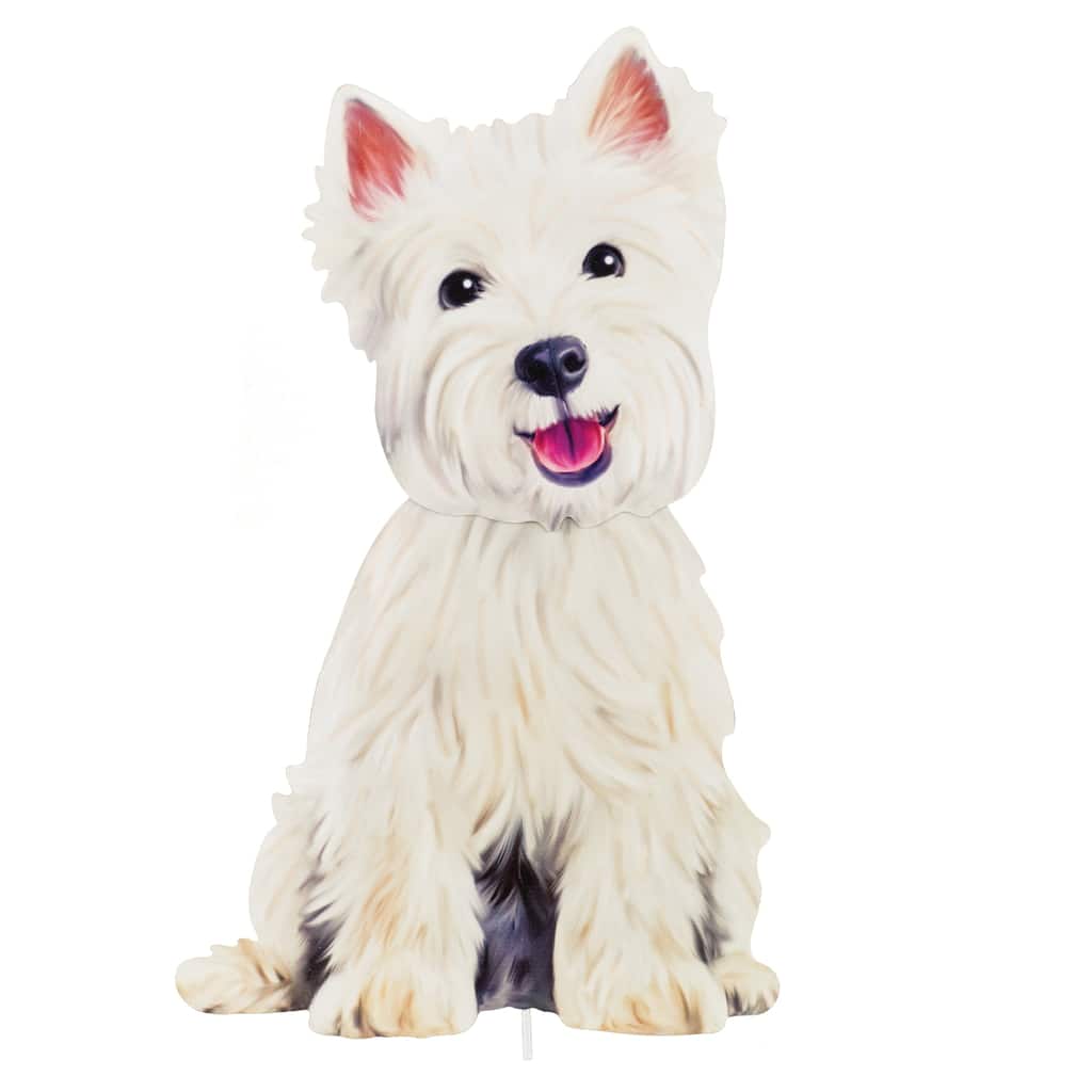 Realistic Westie Terrier Metal Outdoor Garden Stake - 12.75 x 27.75 x 0.25
