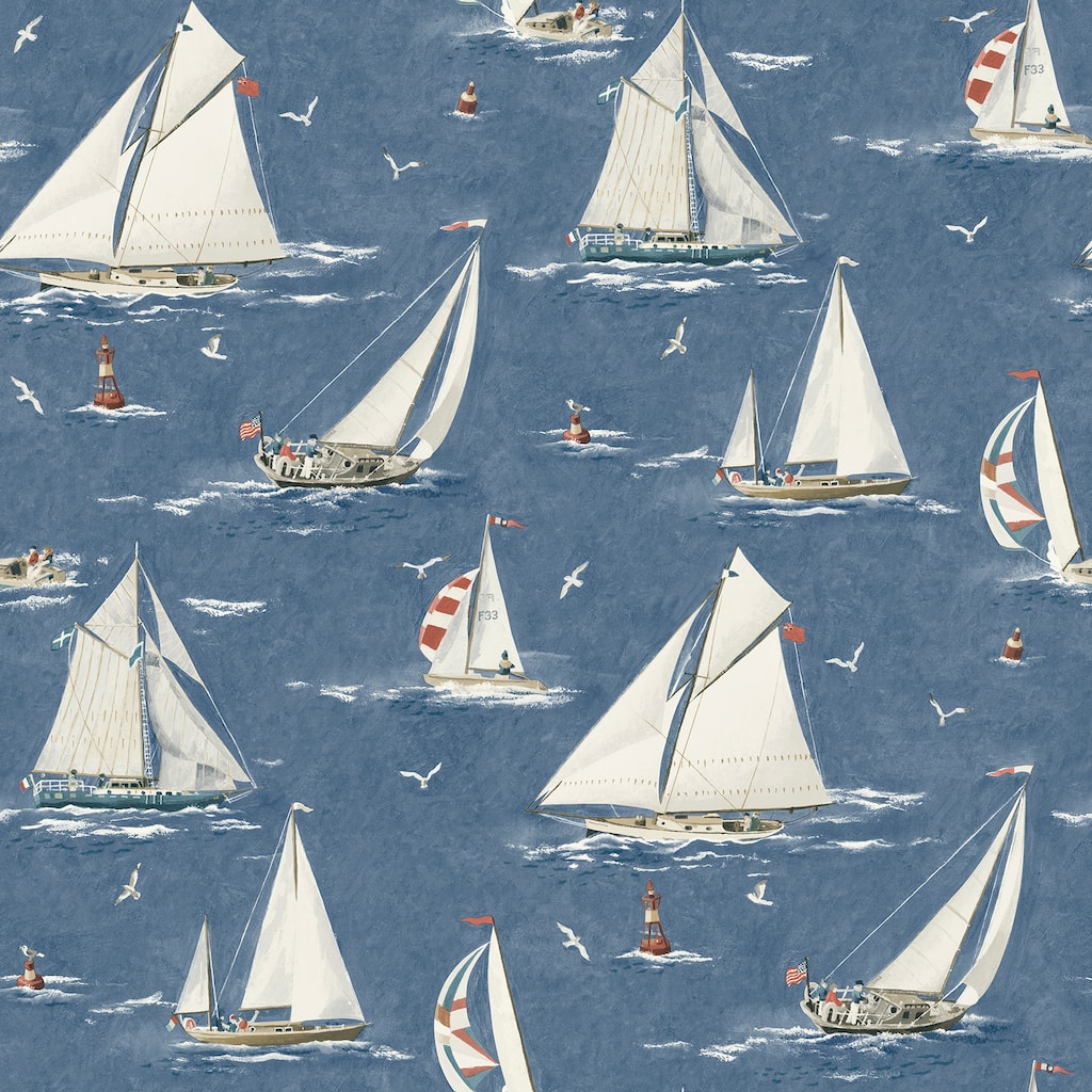 Chesapeake Leeward Navy Sailboat Wallpaper