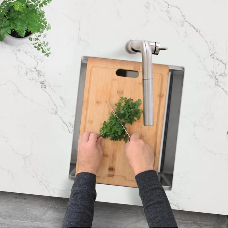STYLISH 15 inches L x 19 inches W Single Bowl Undermount 16G Stainless Steel Kitchen Sink with Built in Accessories Handmade