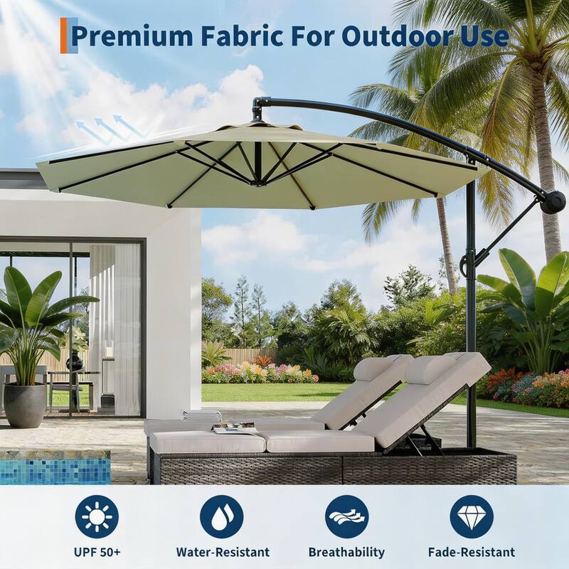 10 ft Offset Patio Umbrella, with with Easy Lift & Tilt Adjustment