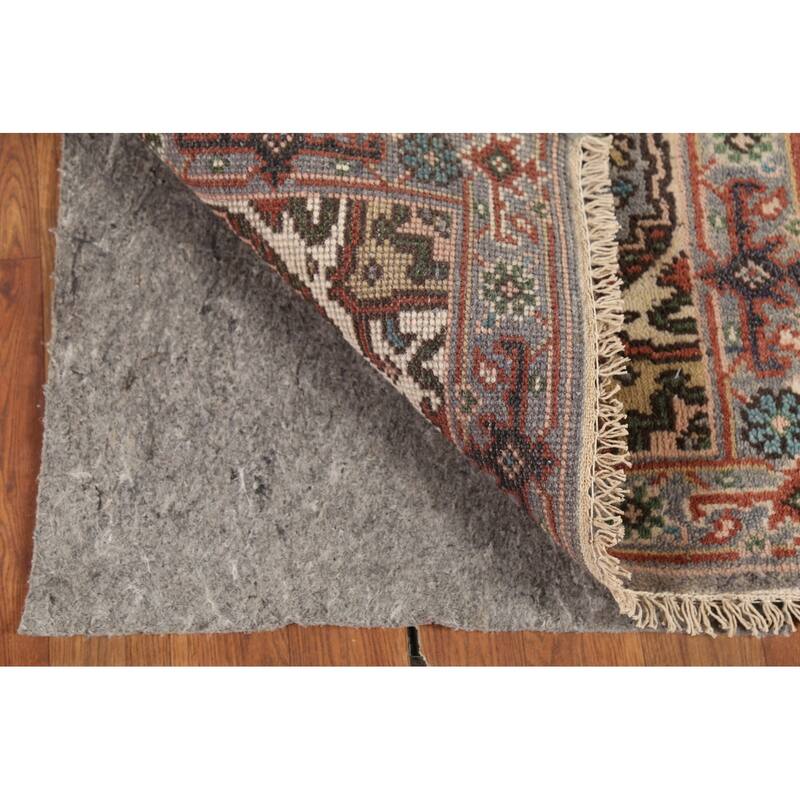 Geometric Heriz Serapi Indian Accent Rug Handmade Gray Wool Carpet - 2'0"x 3'0"