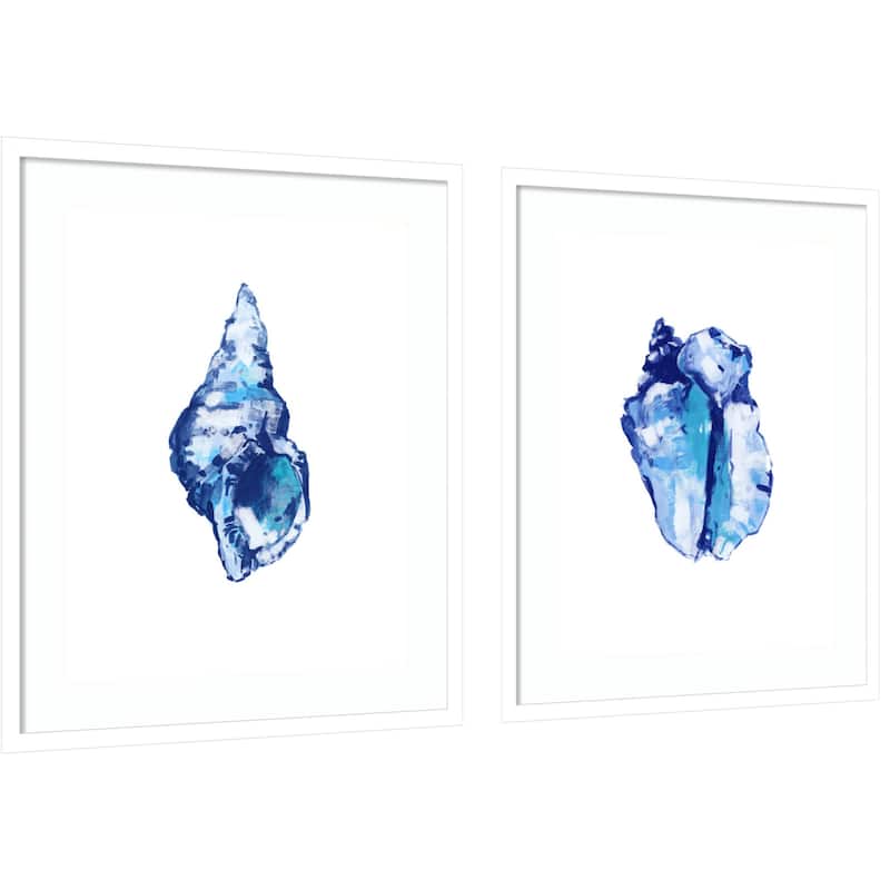 Blue Shell On White Background No. 1 & 2 2 Piece by Cartissi Framed Wall Art Prints
