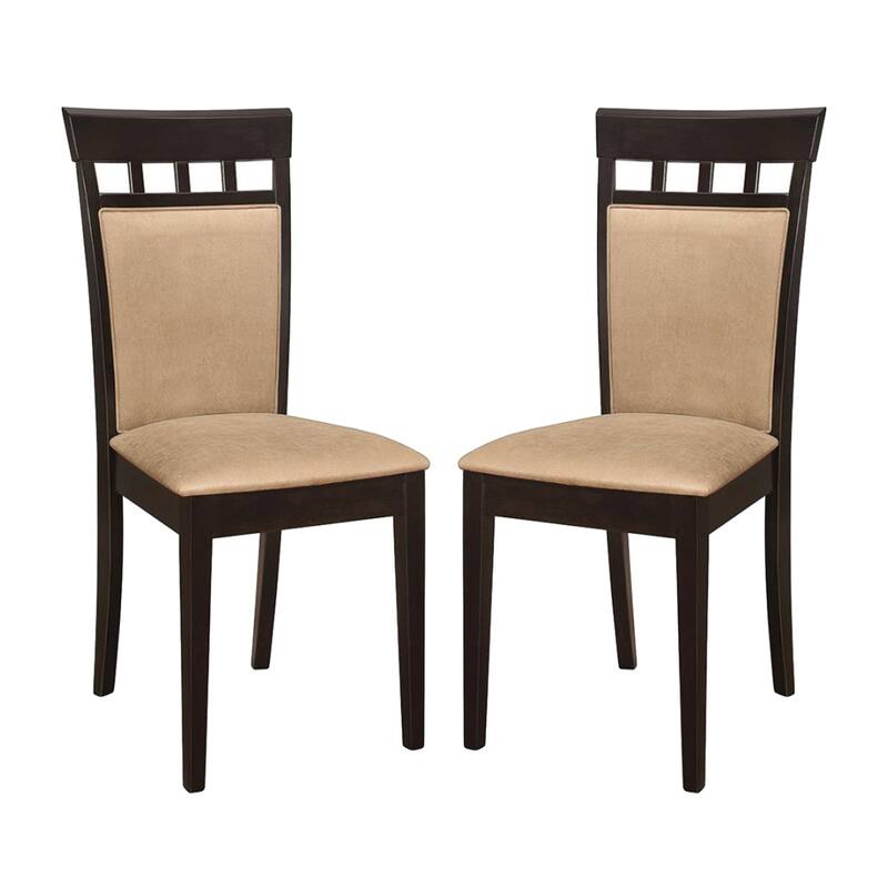 Set of 2 Upholstered Back Side Chairs Cappuccino and Tan