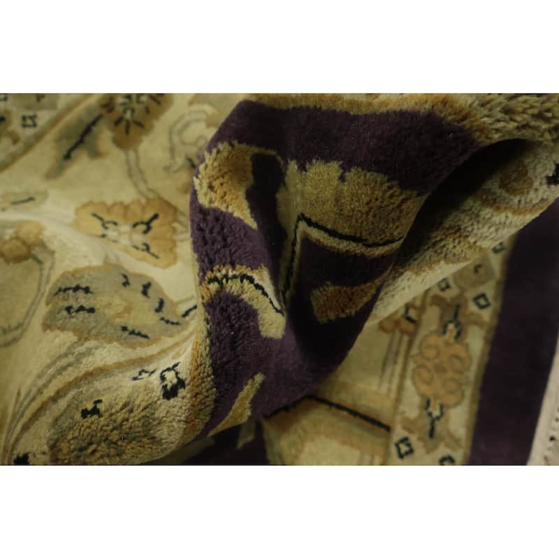 Hand Knotted Oriental 100% Wool Carpet Traditional All-Over Purples Agra Area Rug - 11' 11'' X 9' 0''