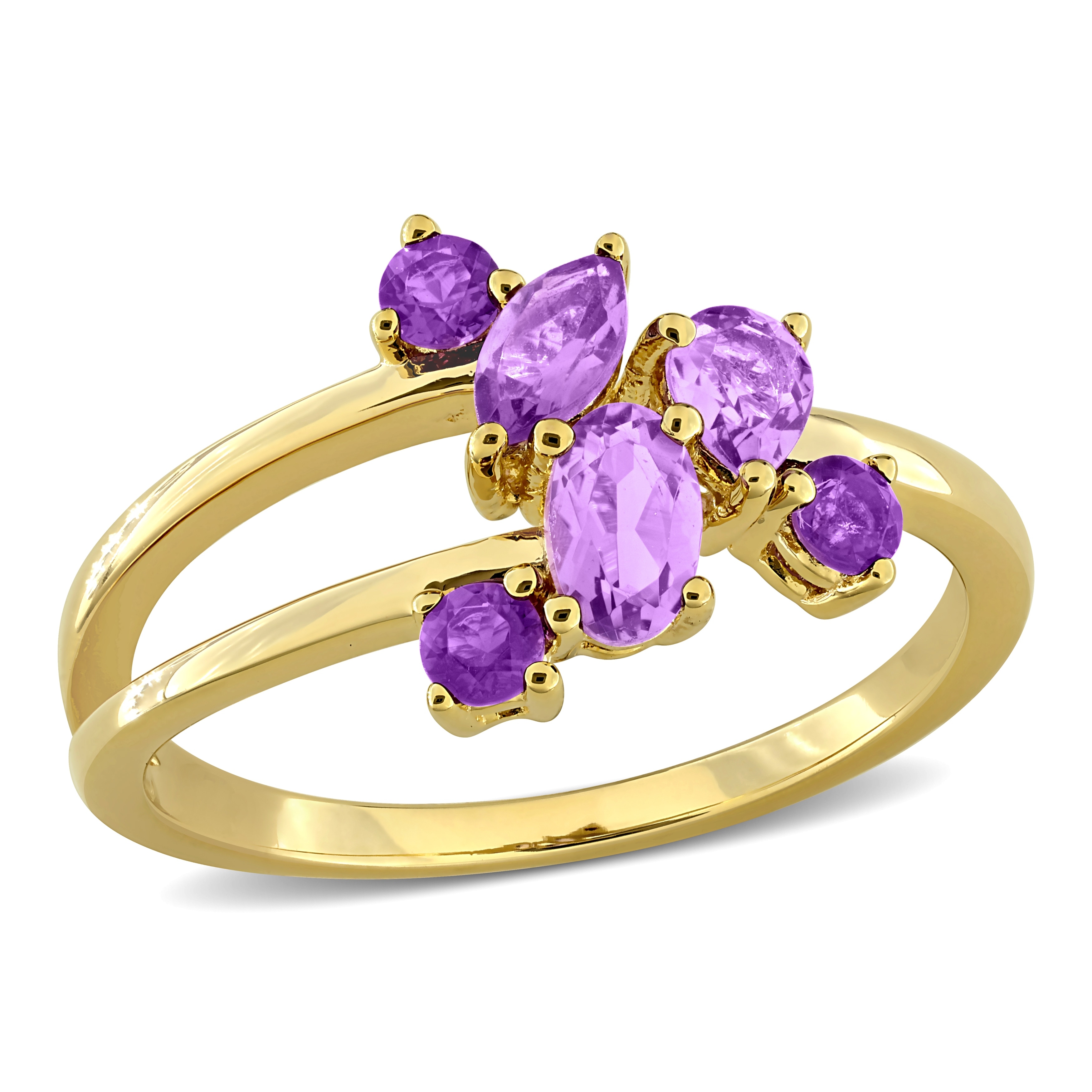 Miadora Multi-Gem Cluster Split Shank Ring Sterling Silver