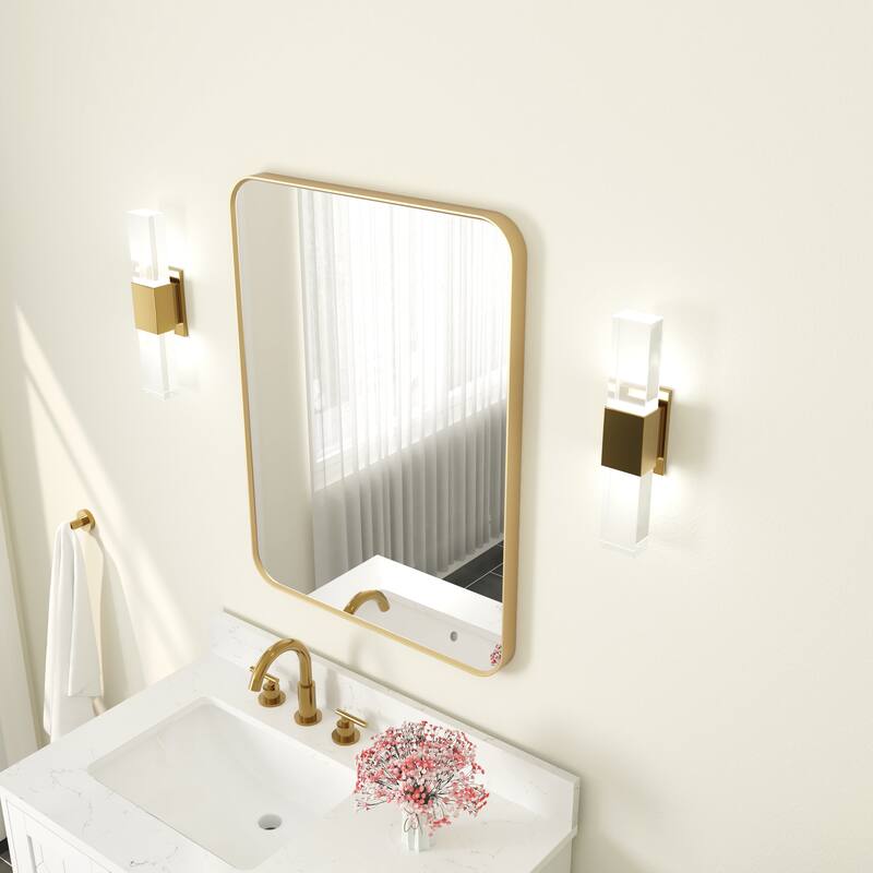 Modern Bathroom Rectangular Wall Mounted Anodized Aluminum Framed Vanity Mirror