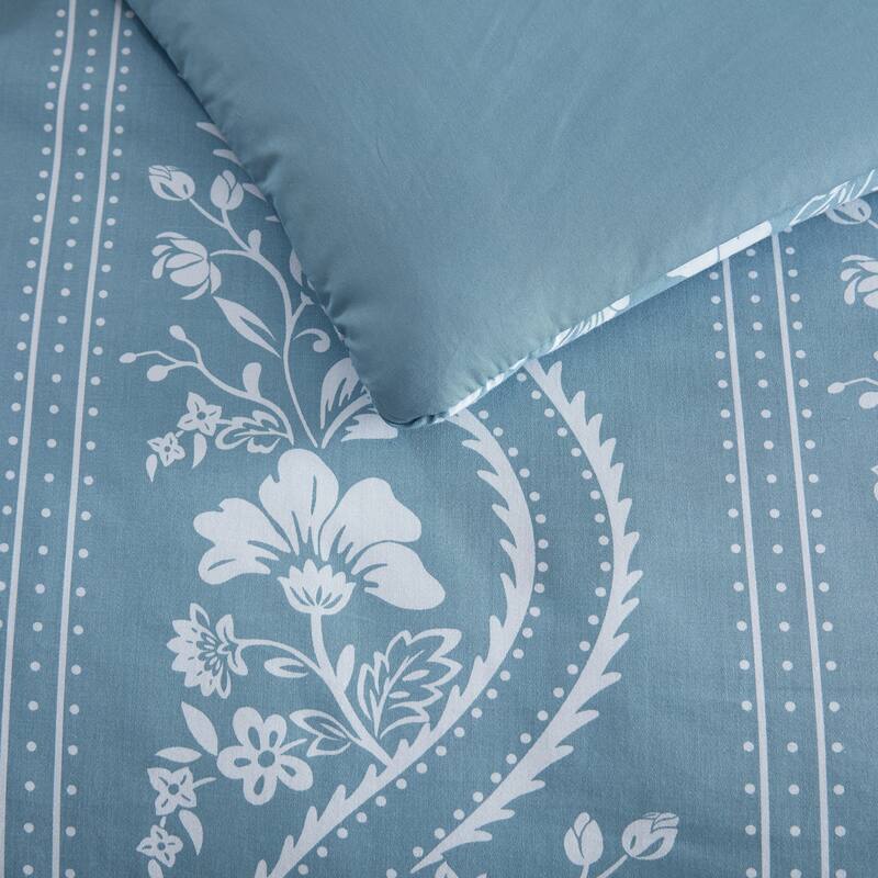 Martha Stewart Sophia Stripe Cotton Blue Comforter Set