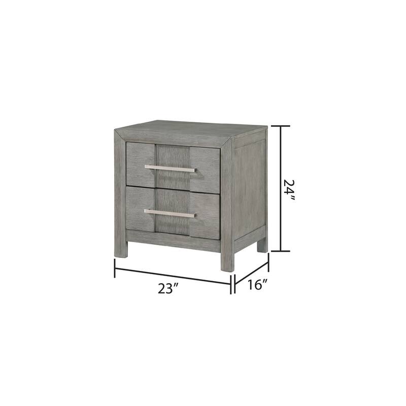 Modern Style 2-Drawer Night stand with Coated metal Handles made with wood - Grey
