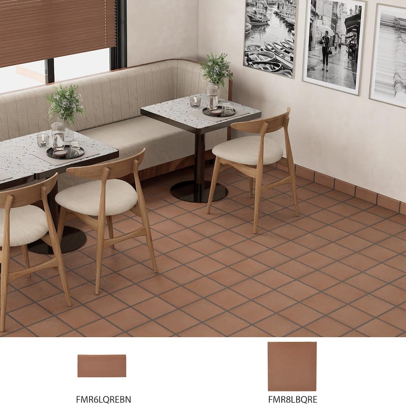 Merola Tile Lincoln Quarry Bullnose Mayflower Red 3-5/8" x 7-5/8" Ceramic Floor and Wall Trim