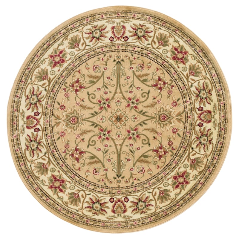 SAFAVIEH, Lyndhurst Marsha Traditional Area Rug - 5'3" Round - Beige/Ivory