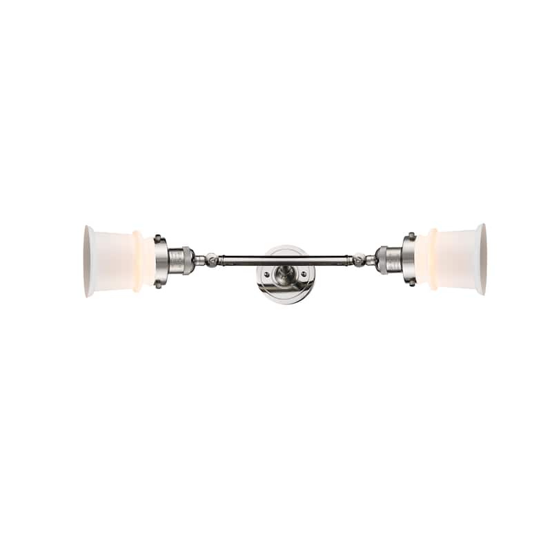 Innovations Lighting Small Canton 2 Light 25" Wide Bathroom Vanity - Polished Nickel / Matte White
