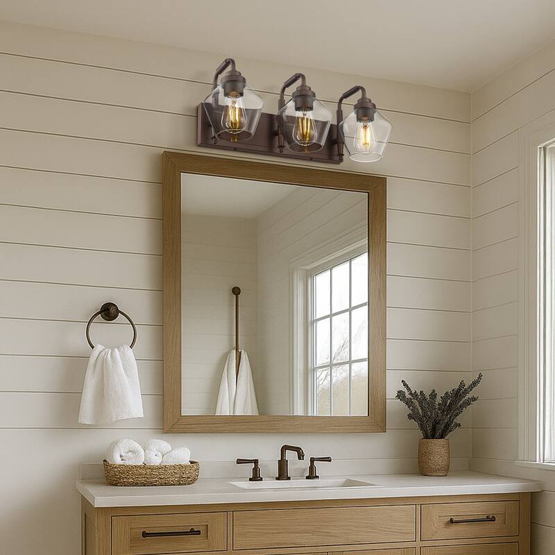 Modern 3/4-Light Bathroom Vanity Light in Oil-Rubbed Bronze/Gold
