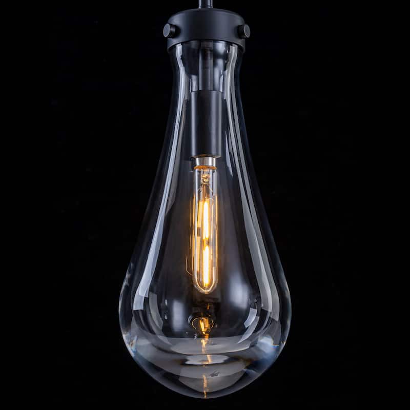 Starsky 1-Light Teardrop Modern Clear Raindrop Glass Pendant