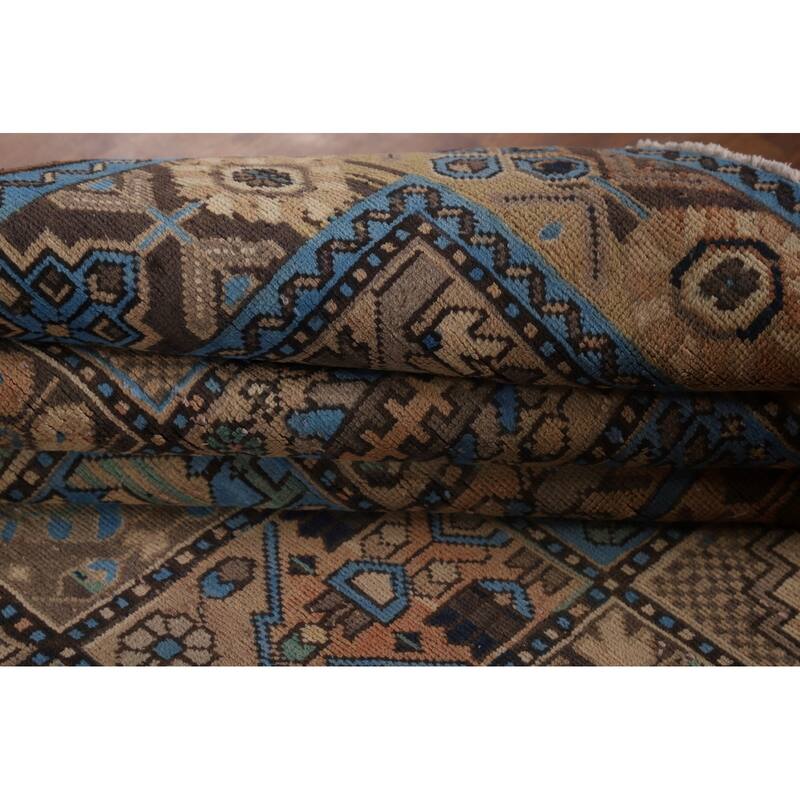 Garden Design Bakhtiari Persian Vintage Rug Handmade Blue Wool Carpet - 6'11"x 10'2"