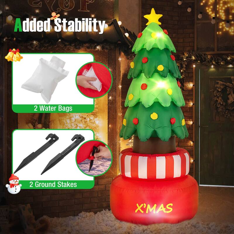 Costway 8 FT Christmas Inflatables with Built-in LED Lights Water Bags - See Details