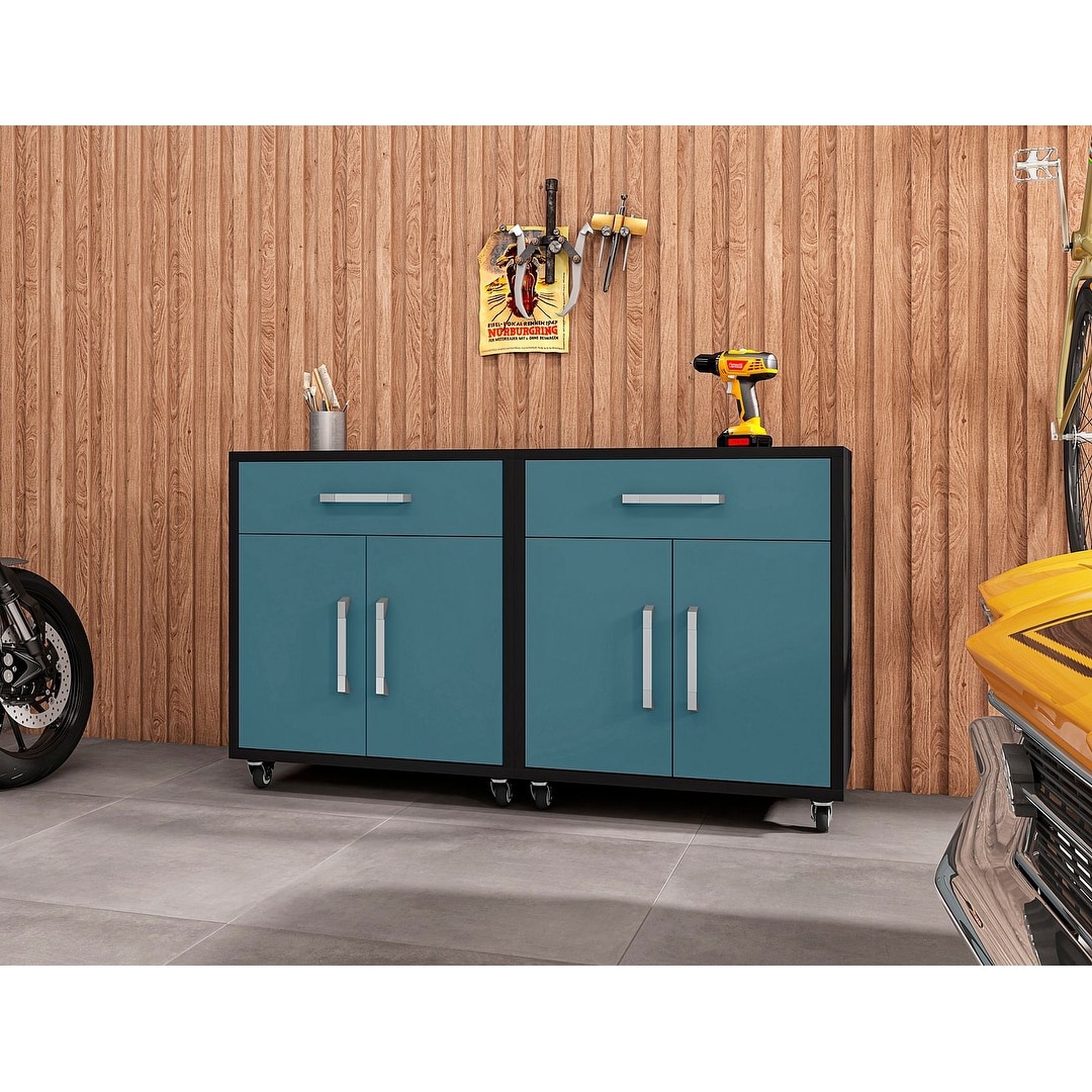 Manhattan Comfort Eiffel 28" Rolling Garage Cabinet - Set of 2