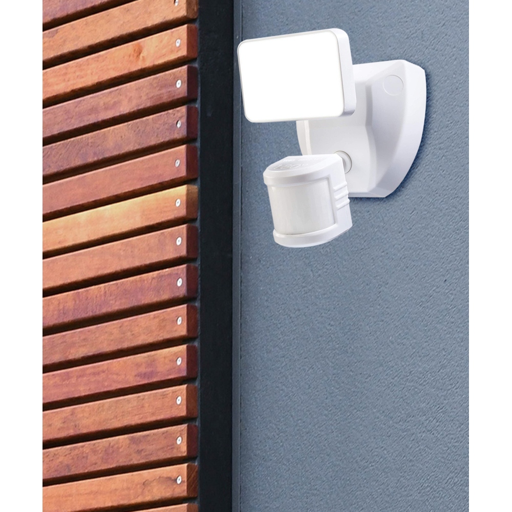 180 Degree LED Motion Sensor and Voice Activated Outdoor Security Flood Light White Finish 6 H N A On Sale Bed Bath Beyond 37177652