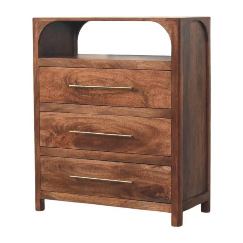 Artisan Furniture Solid Wood Arc-Line 3 Drawer Chest Brown
