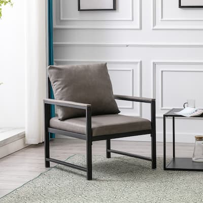 PU Leather Accent Chair Armchair with Black Powder Coated Metal Frame
