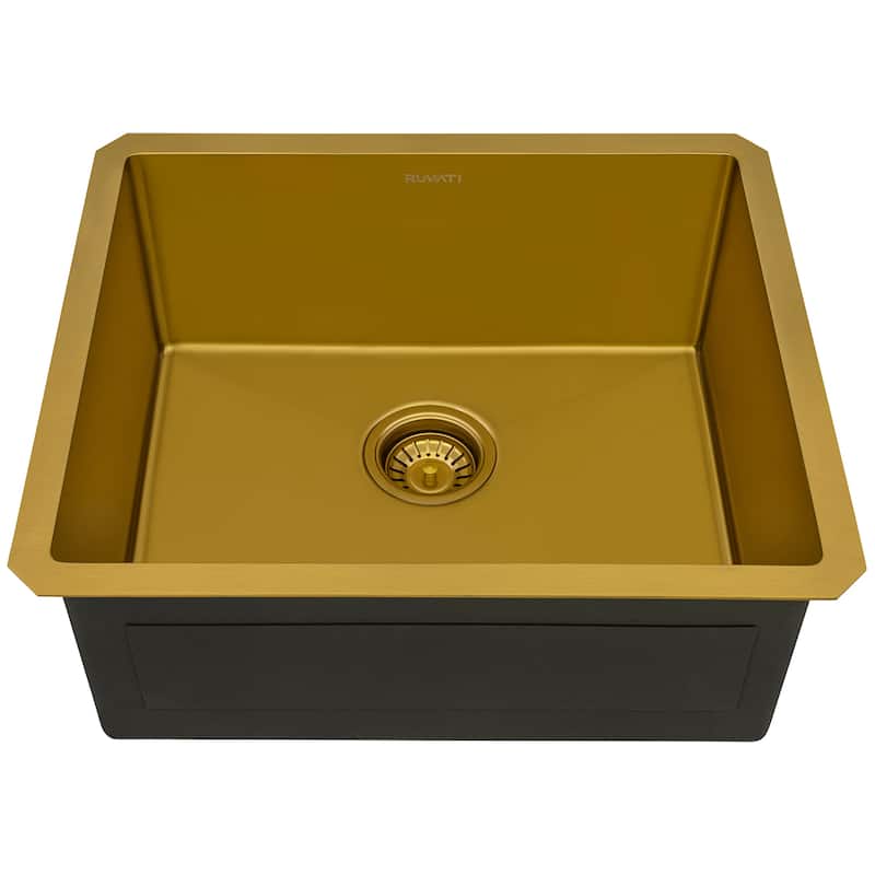 Ruvati 21-inch Matte Gold Stainless Steel Undermount Bar Prep Kitchen Sink 16 Gauge - RVH7121GG