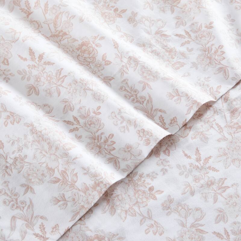 Lush Decor Peony Toile Peach Cotton Sheet Set