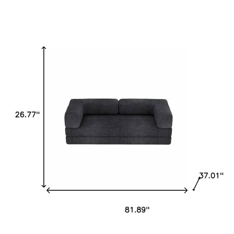 HomeRoots 82" Gray Chenille Modular Stainless Steel Sofa