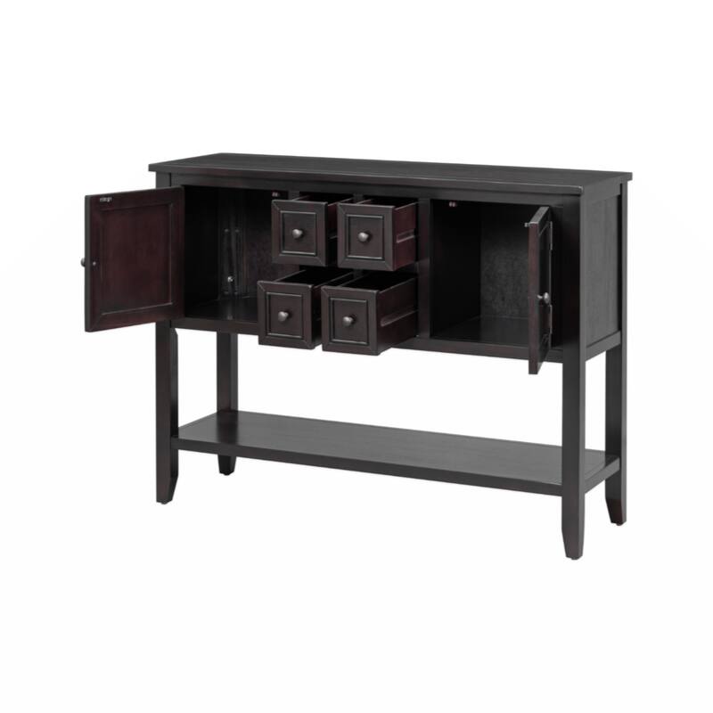 Cambridge Series Ample Storage Vintage Console Table with Four Small Drawers and Bottom Shelf