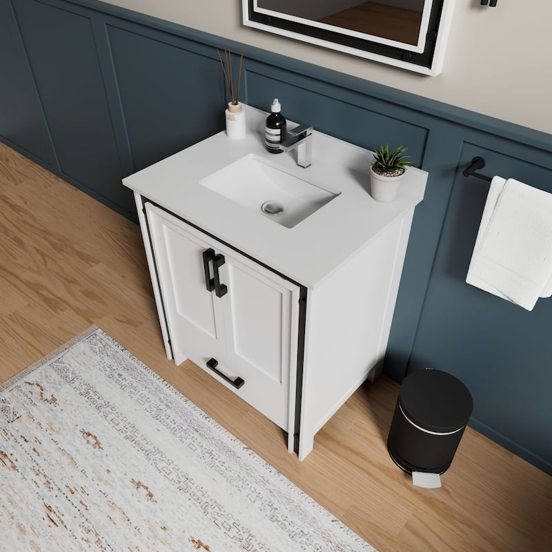 30-Inch Bathroom Vanity Cabinet with Storage Drawer & Mirror - Modern Freestanding Design