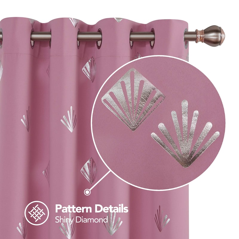 Shell Pattern Room Darkening Curtain Panel (2 Panels) - 52 x 63 inch - Pink