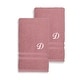 preview thumbnail 11 of 27, Authentic Hotel and Spa Omni Turkish Cotton Terry Set of 2 Tea Rose Hand Towels with White Script Monogrammed Initial Pink/D