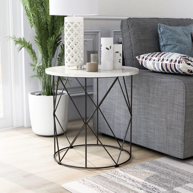 Brigid Modern 23-inch Steel Round Side Table by Furniture of America