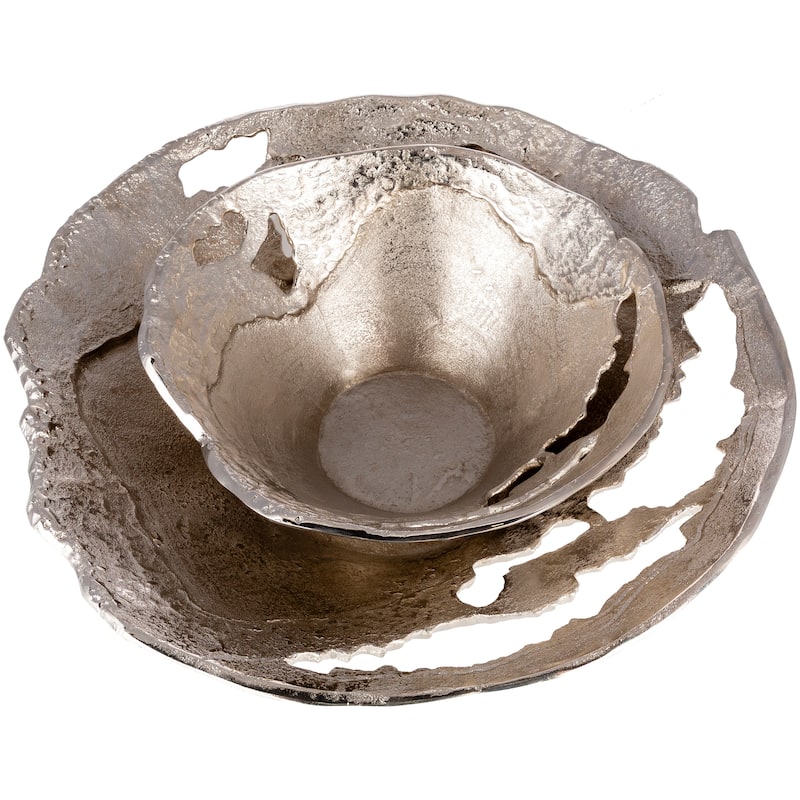 Molakos Modern Aluminum Decorative Bowls (2 Pieces) - 12" x 11.5" x 5.25", 18.25" x 17" x 5.5"