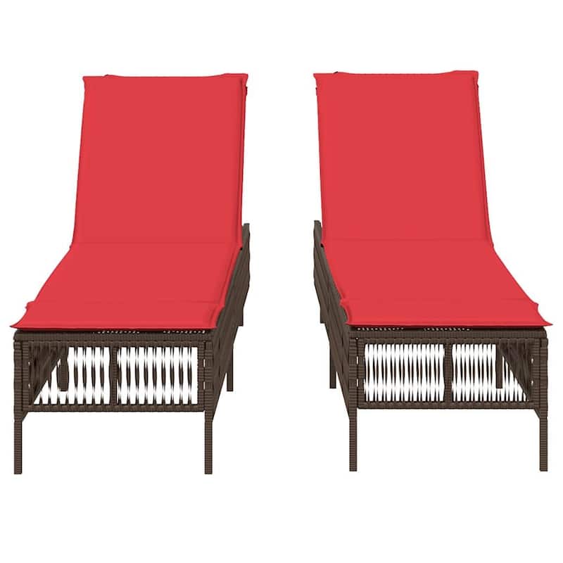 vidaXL Sun Loungers with Cushions Outdoor Chaise Lounge 2 Pcs Poly Rattan