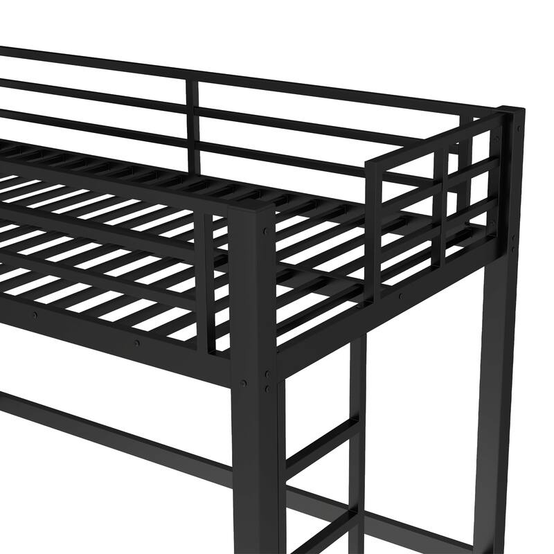 Twin XL Size Metal Loft Bed Frame with Ladders and Guardrails
